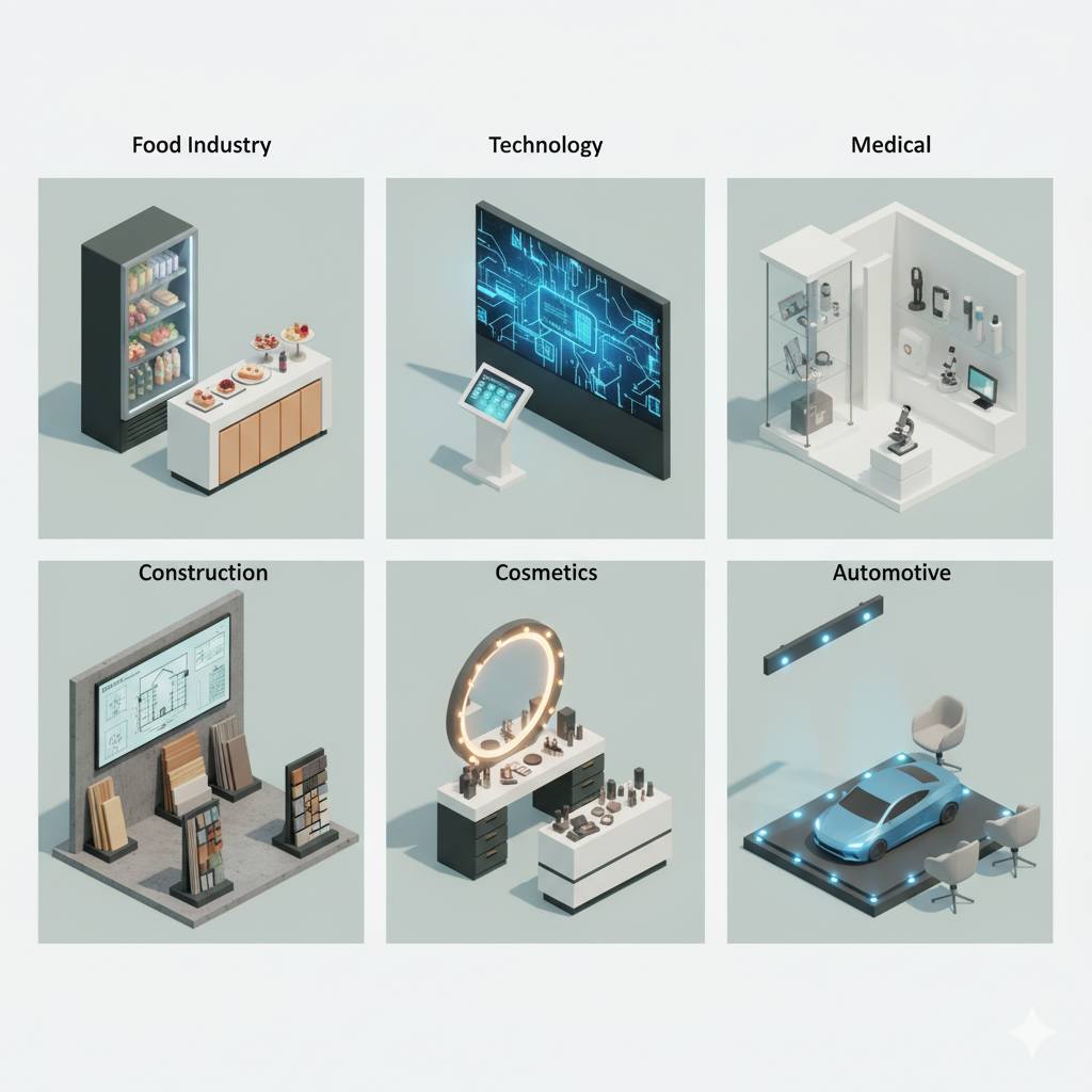 راهنمای جامع انتخاب بهترین تجهیزات غرفه نمایشگاهی بر اساس نوع صنعت