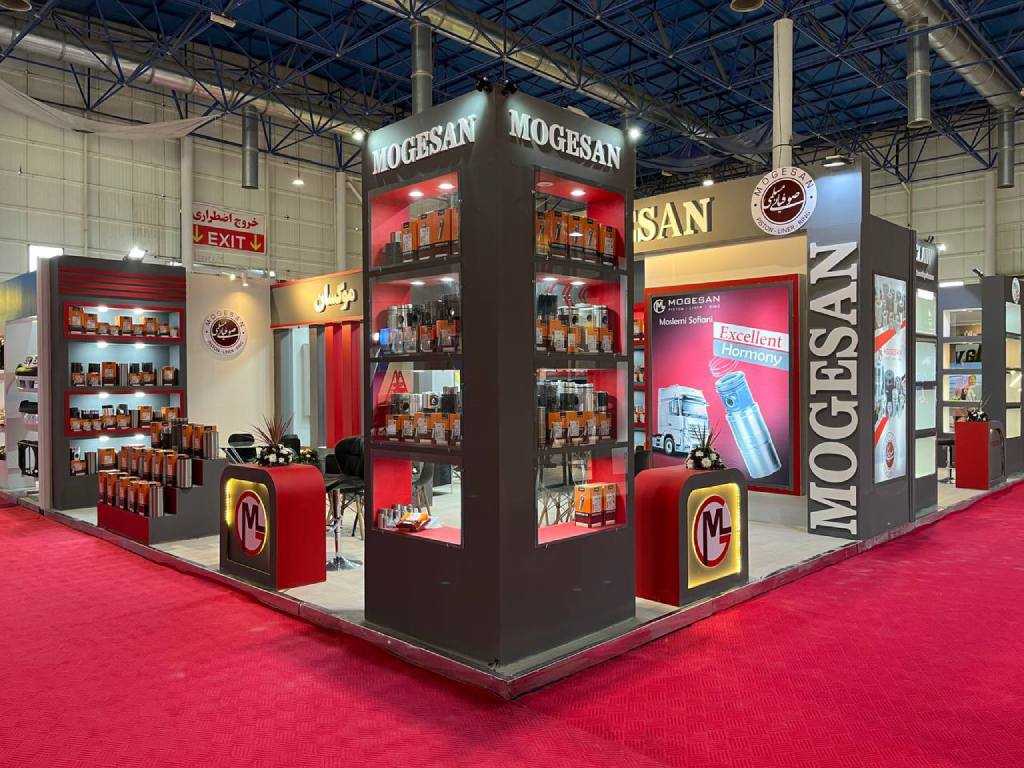 طراحی ساخت و تجهیز غرفه نمایشگاهی برند فرگوسن پارت نمایشگاه قطعات خودرو مشهد آذر ماه ۱۴۰۲