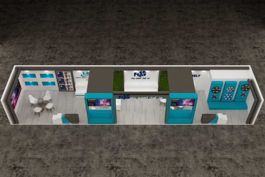 طراحی ساخت و تجهیز غرفه برند فن آوران تهویه نمایشگاه صنعت ساختمان استان گلستان خرداد ۱۴۰۱